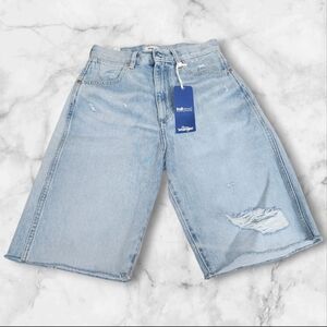 Wrangler Light Blue Distressed Denim Bermuda Shorts